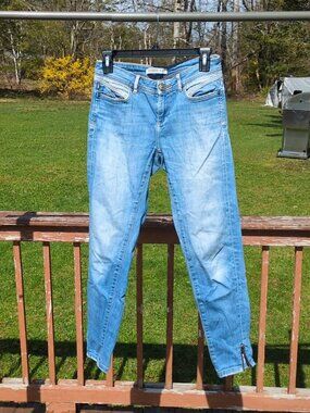 Zara Basic Z1975 Premium Denim Blue Jeans Sz 4 Womens Zip Ankle Americana Rock